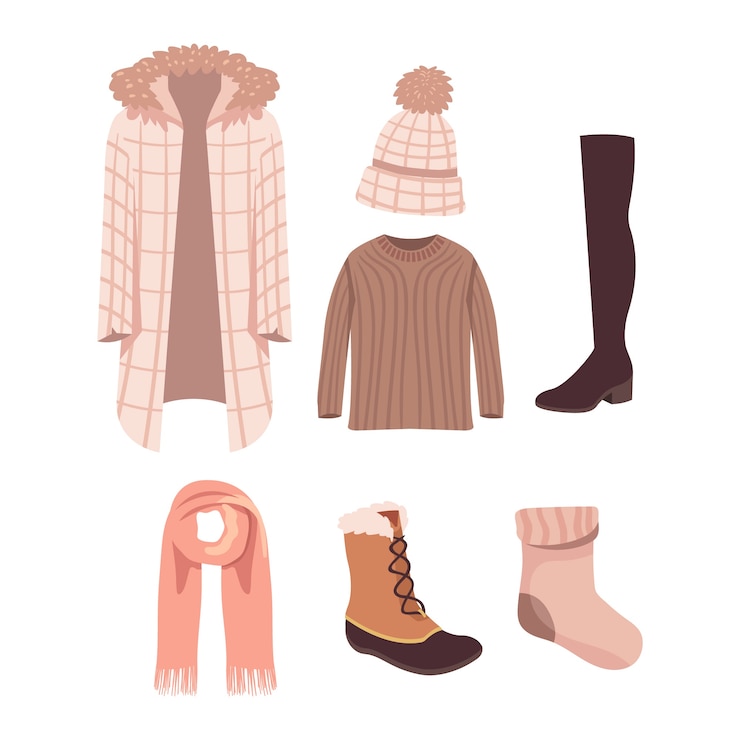 Vector gratuito ropa de invierno plana y básicos
