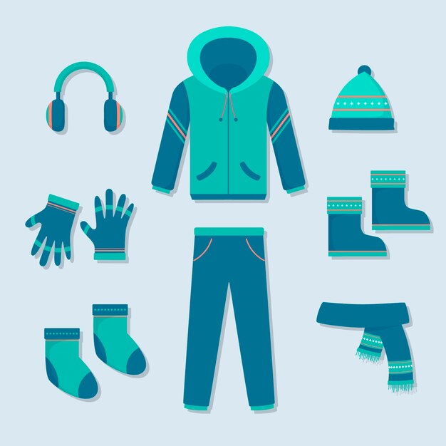 Ropa de invierno plana y básicos