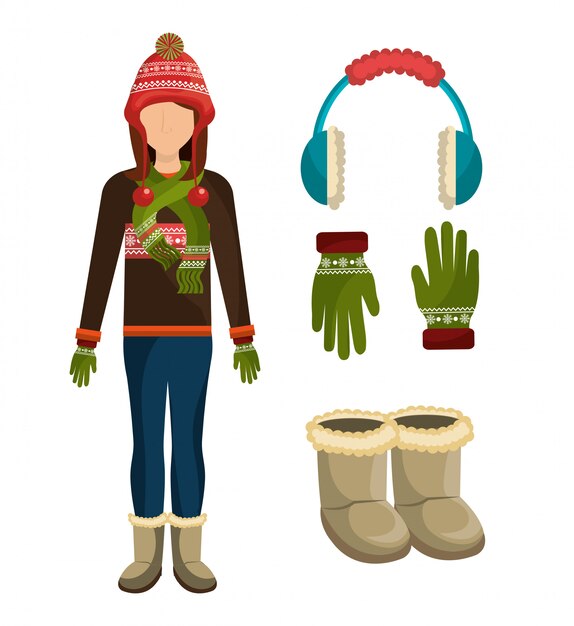 Ropa de moda de invierno y accesorios.