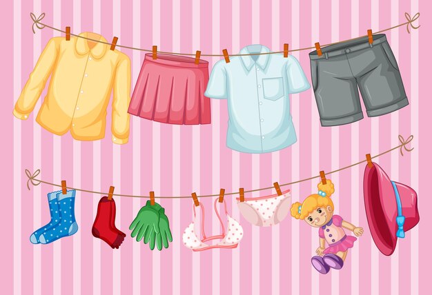 Ropa tendida en rosa