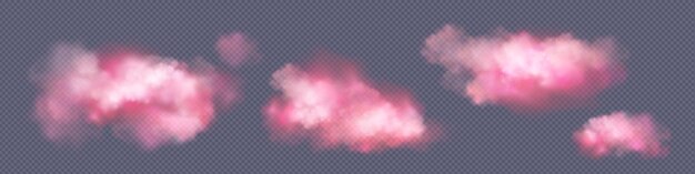 Rosa caramelo algodón nube aislado fantasía vector Fluffy puesta de sol acuarela cielo sueño niebla vapor textura sobre fondo transparente Lindo cuento de hadas nublado rosa amanecer naturaleza niebla suave ilustración