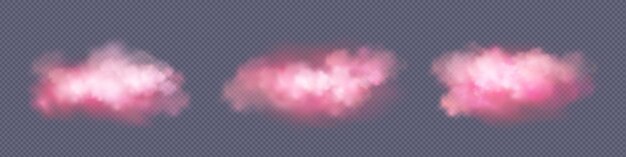 Rosa caramelo algodón nube aislado fantasía vector Fluffy puesta de sol acuarela cielo sueño niebla vapor textura sobre fondo transparente Lindo cuento de hadas nublado rosa amanecer naturaleza niebla suave ilustración