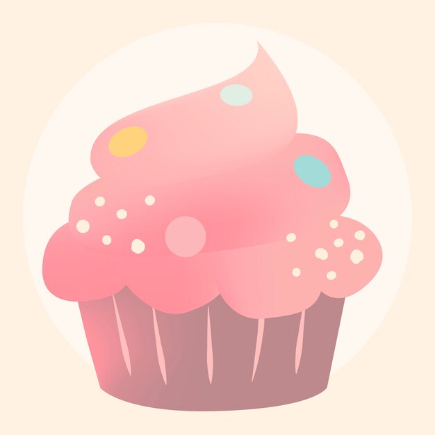 Rosa cremoso cupcake diseño vectorial