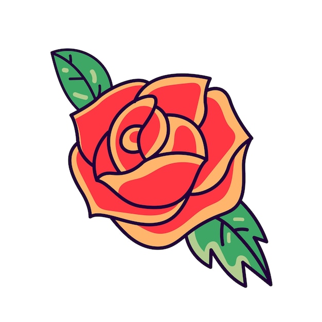Rosa, flor, garabato, ilustración