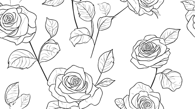 Rosas contorno patrón de fondo
