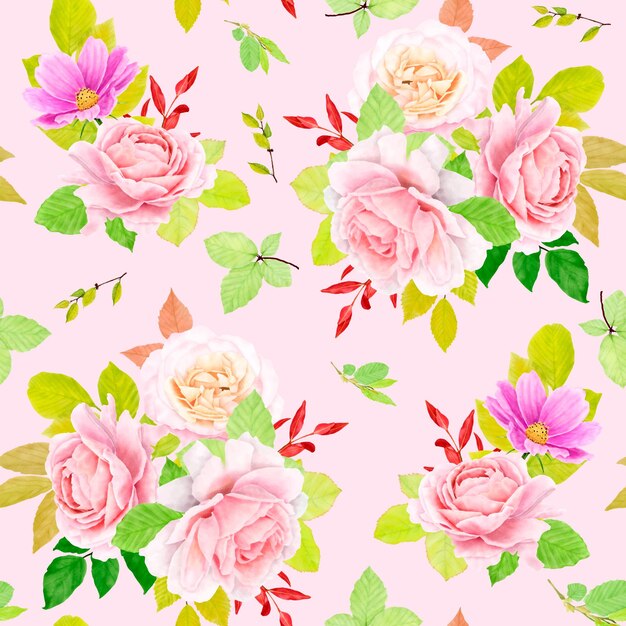 rosas florales con elegante patrón transparente de color suave
