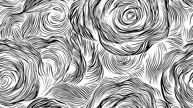 Rosas patrón de arte de línea floral