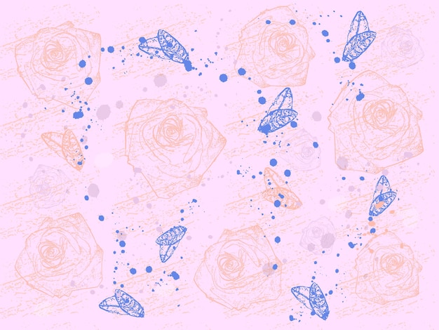 Rosas patrón vector acuarela rosa y azul fondos