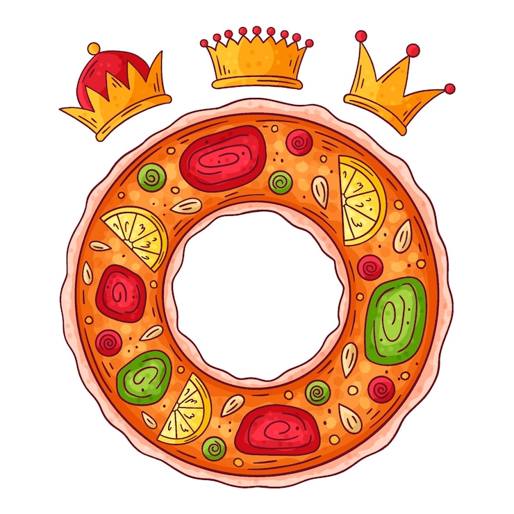 Vector gratuito roscón de reyes dibujado a mano