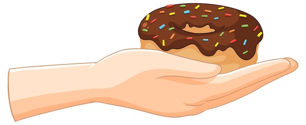 Con una rosquilla de chocolate en la mano