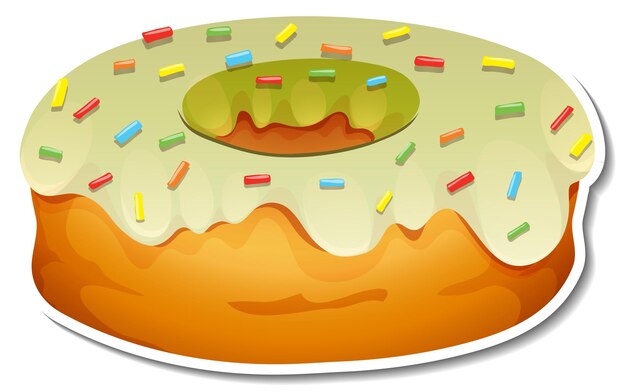 Rosquilla de té verde con topping de azúcar arcoíris