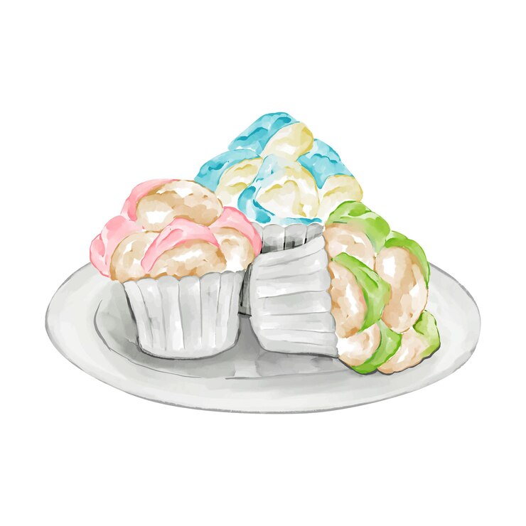 Vector gratuito roti bolu kukus indonesian traditional food watercolor illustration