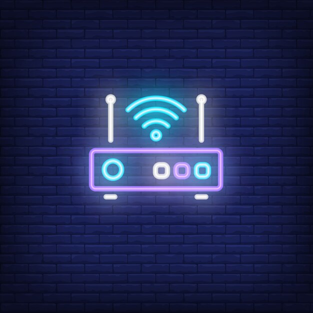 Router con señal de señal de neón.