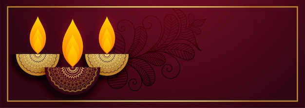 Royal diya para feliz diwali festival banner