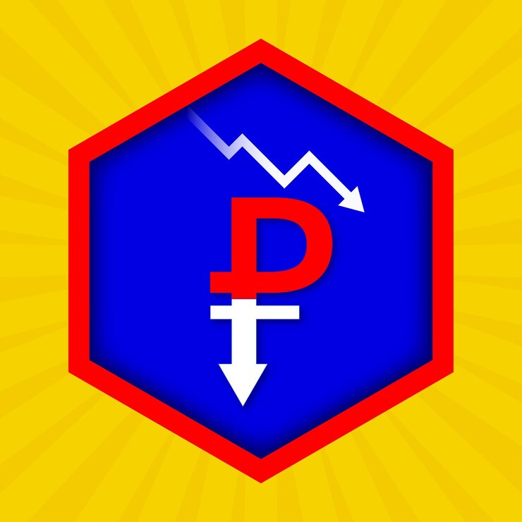 Vector gratuito rublo ruso amarillo rojo azul fondo social media diseño banner vector libre