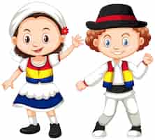 Vector gratuito rumania niños en traje tradicional