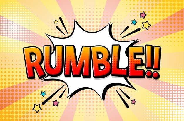 Rumble burbuja de habla cómica retro y efecto en estilo pop art