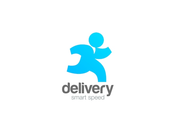 Running Man Delivery Logo aislado en blanco