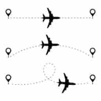 Vector gratuito ruta del avión a la ruta establecida