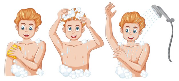 Una rutina de ducha de autocuidado masculino adolescente