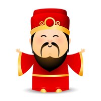 Vector gratuito sabio anciano chino en vestido rojo