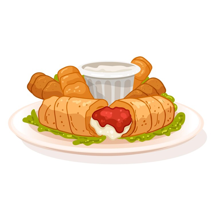 Vector gratuito sabrosos tequeños dibujados a mano en plato