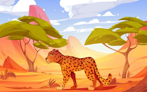 Safari tour ilustración realista con leopardo.