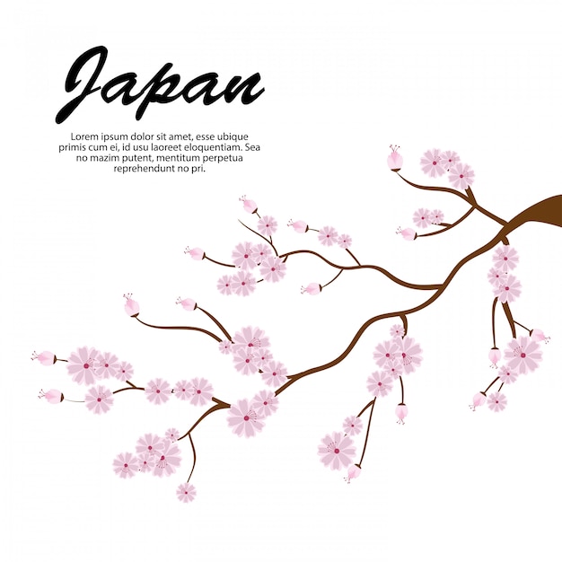 Vector gratuito sakura ramas arbol icono japon