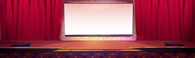 Sala de cine cine con pantalla ancha blanca