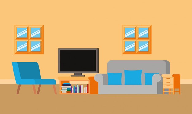 Sala de estudio en casa con libros.