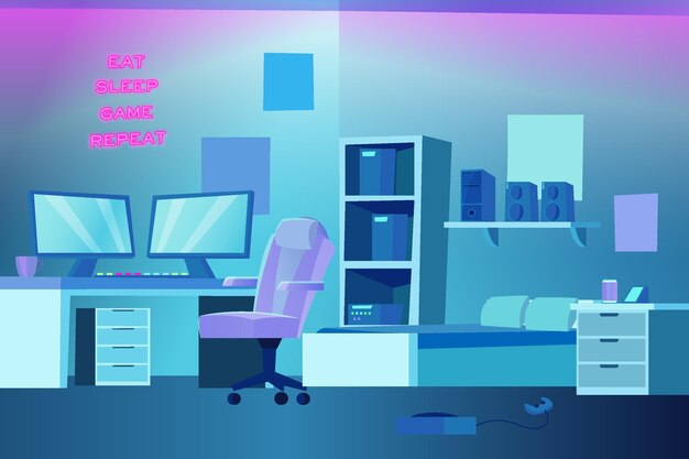 Sala de juegos de diseño plano