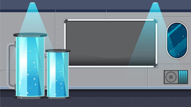 Sala de laboratorio de ciencias para experimentos químicos.