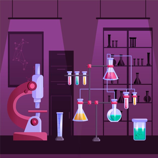 Sala de laboratorio de diseño plano con equipamiento.