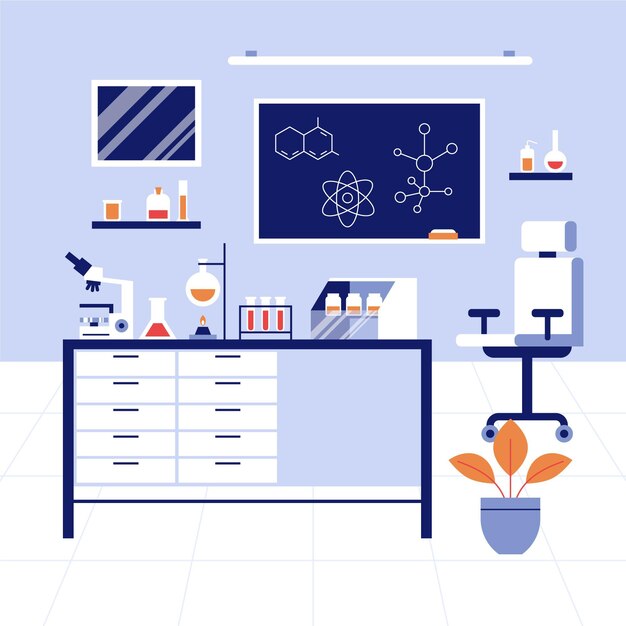 Sala de laboratorio de diseño plano