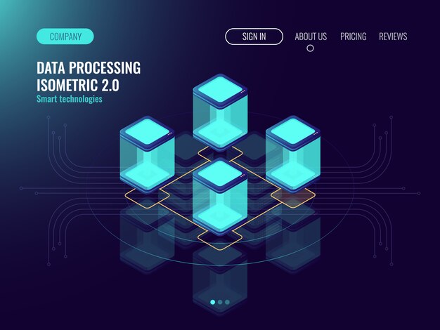 Sala de servidores, almacenamiento en la nube de datos, tecnología digital, concepto de conexión a Internet