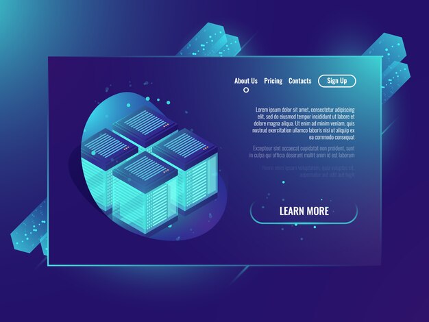 Sala de servidores, procesamiento del concepto de big data, centro de datos, base de datos