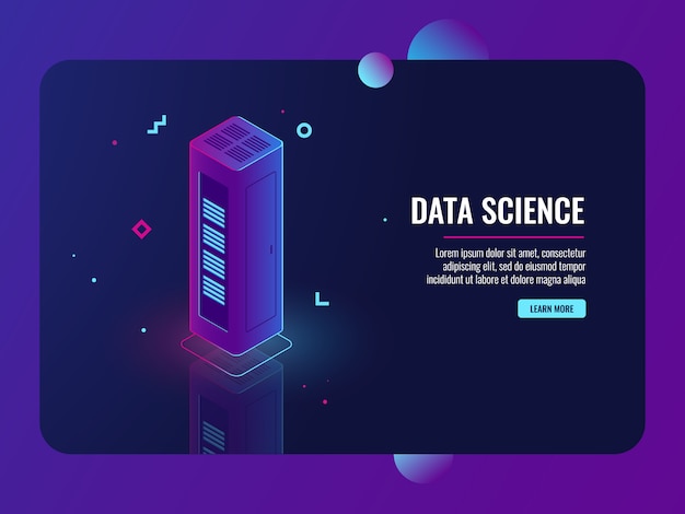 Sala de servidores de red y centro de datos, almacenamiento de datos en la nube, procesamiento de big data