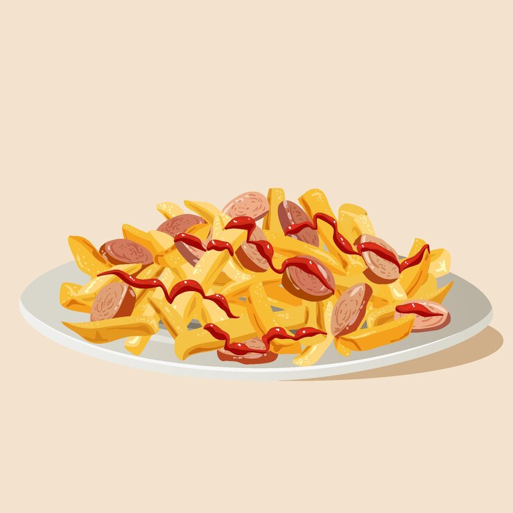 Vector gratuito salchipapa ilustrada dibujada a mano.