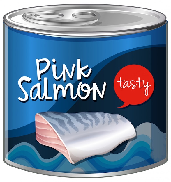 Salmón rosado en lata de aluminio.