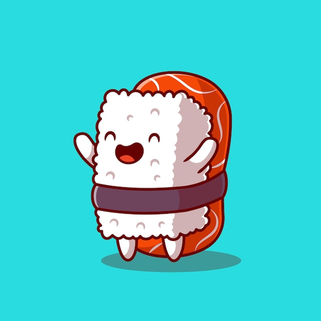 Salmón de sushi feliz. Estilo de dibujos animados plana