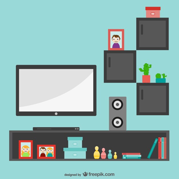 Salón minimalista con TV