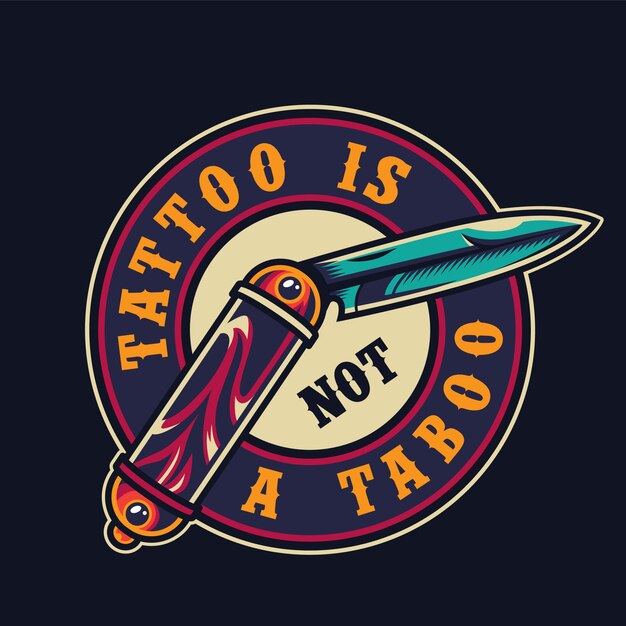 Salón de tatuajes vintage colorido emblema redondo