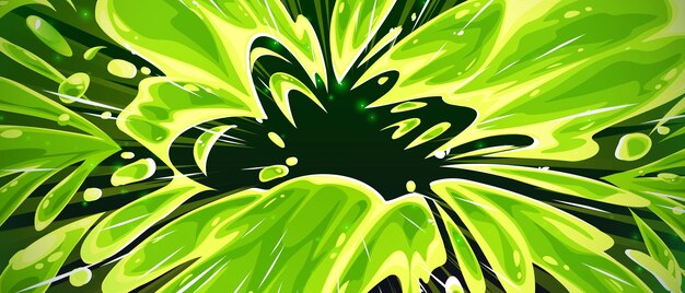 Salpicaduras de agua explosivas verdes con efecto anime