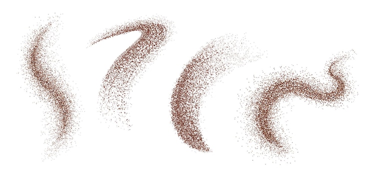 Vector gratuito salpicaduras de polvo de chocolate partículas de polvo del café