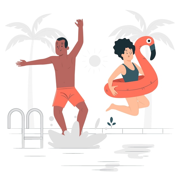 Vector gratuito saltando a la ilustración del concepto de piscina