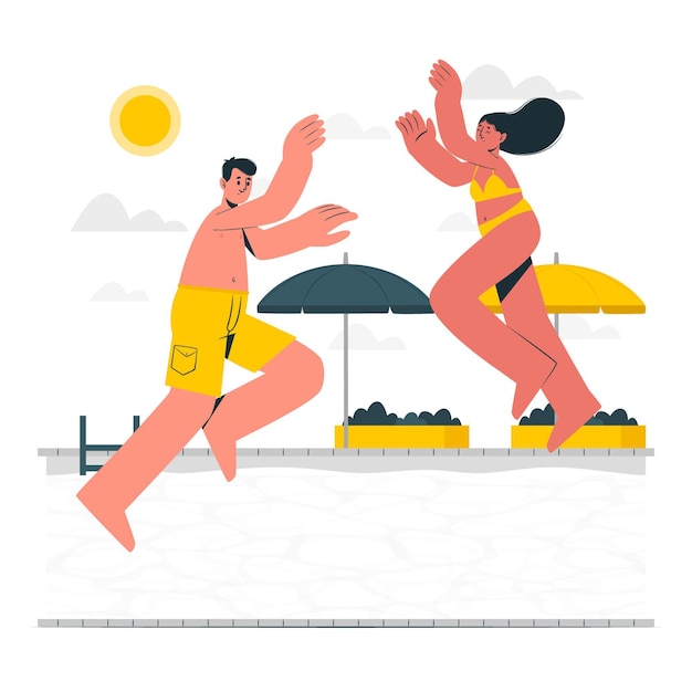 Vector gratuito saltando a la ilustración del concepto de piscina