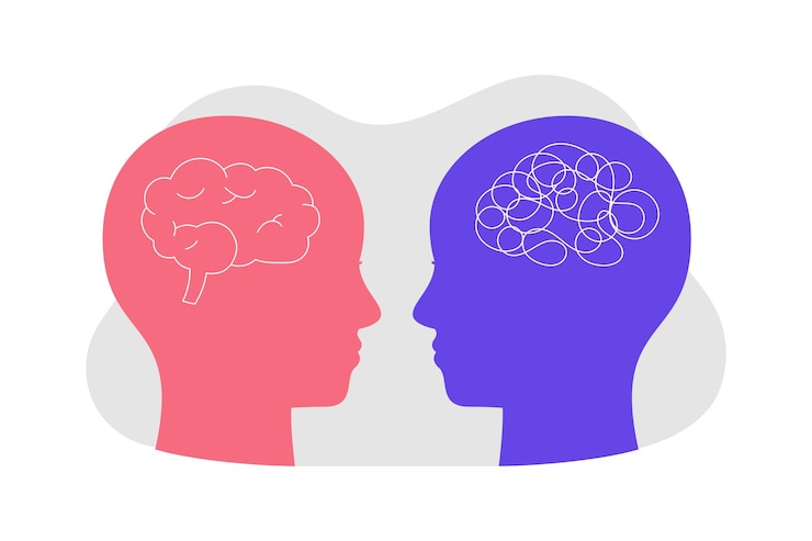 Vector gratuito la salud mental clara y confusa