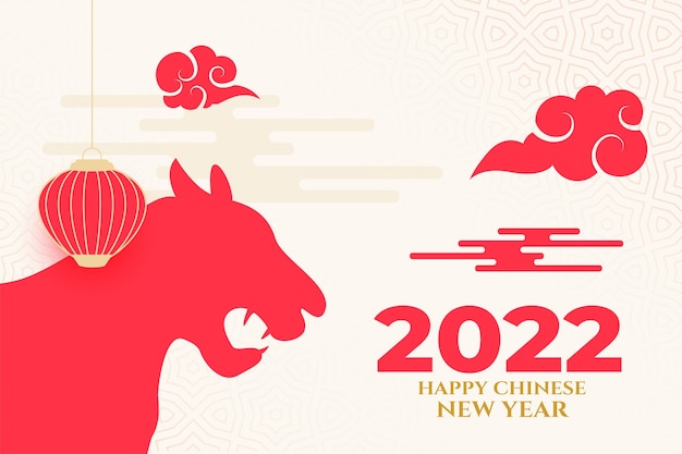 Saludo de año nuevo chino 2022 en estilo plano con zodiaco tigre