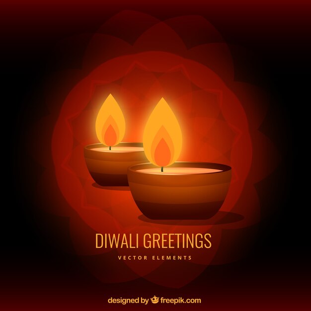 Saludo de Diwali con dos velas