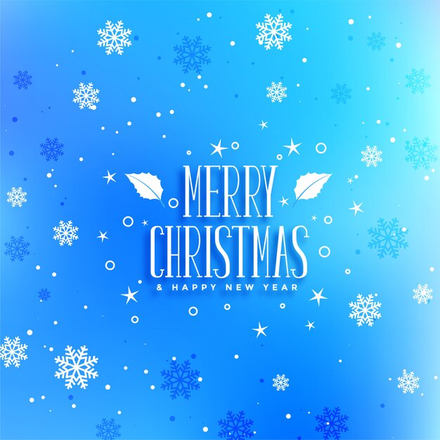 Saludo del festival de navidad de copos de nieve azul